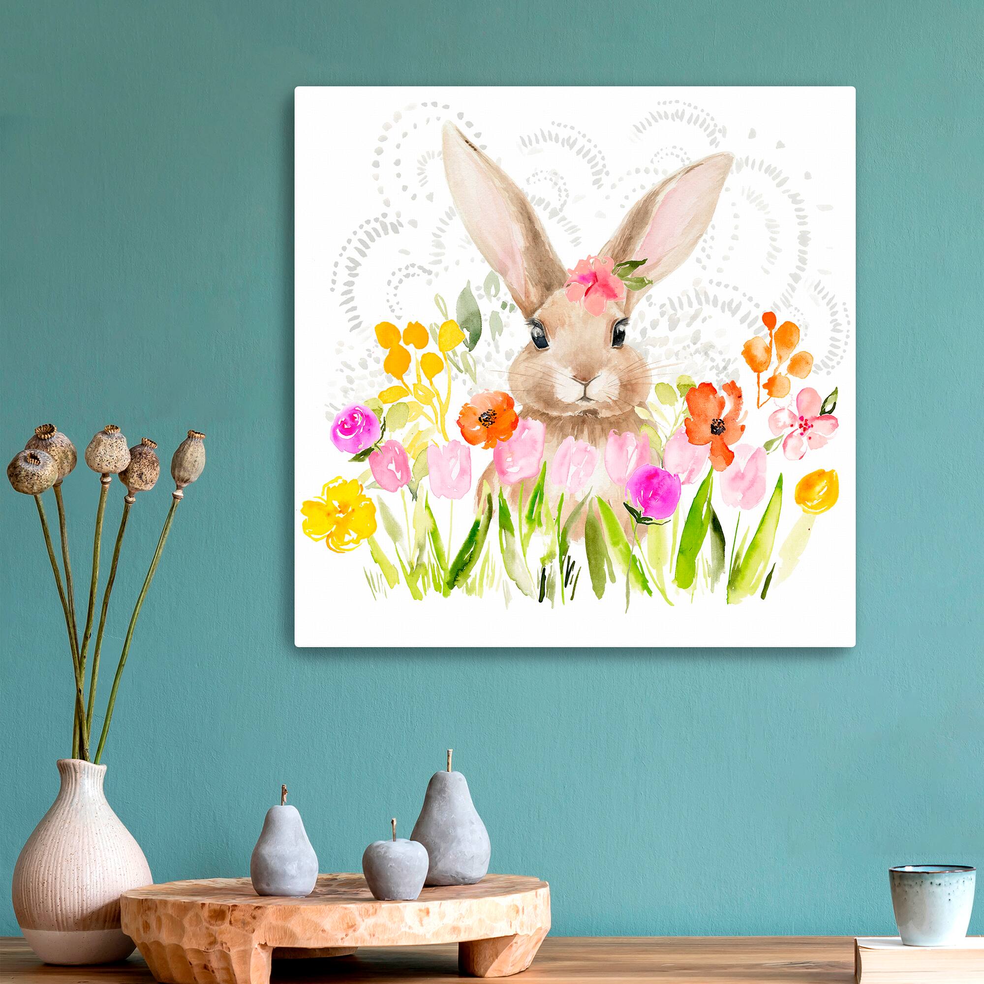 Lumaprints April Flowers and Bunny I Canvas Giclée Art